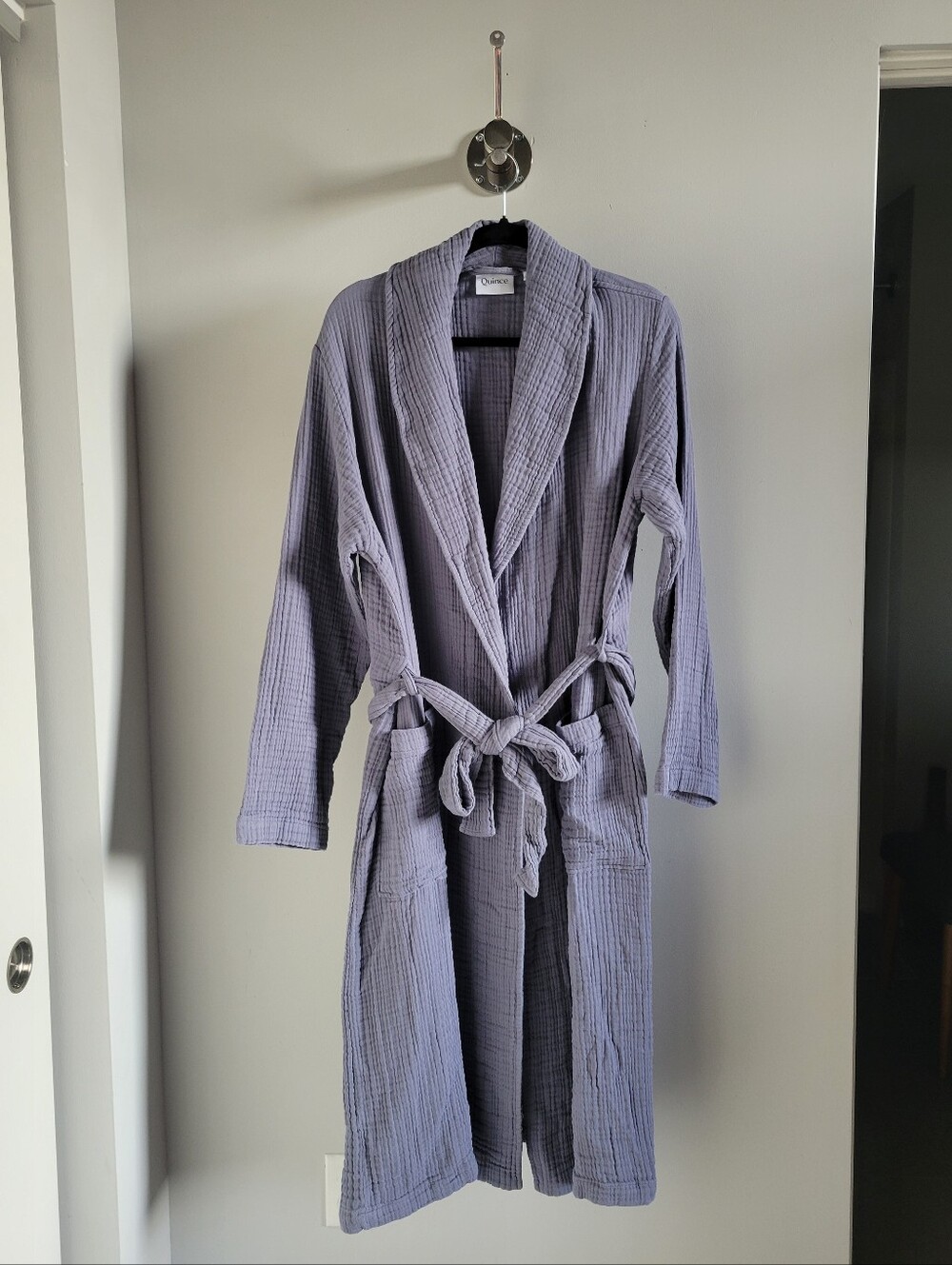 Quince Soft Layered Turkish Cotton Robe Mineral Large NWT